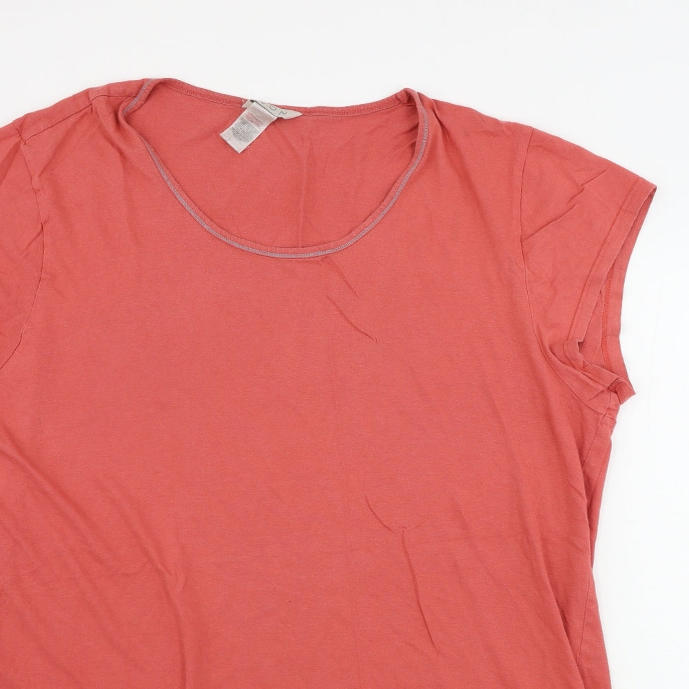 Close-up detail of Avon women’s red top pyjama top, size UK 16