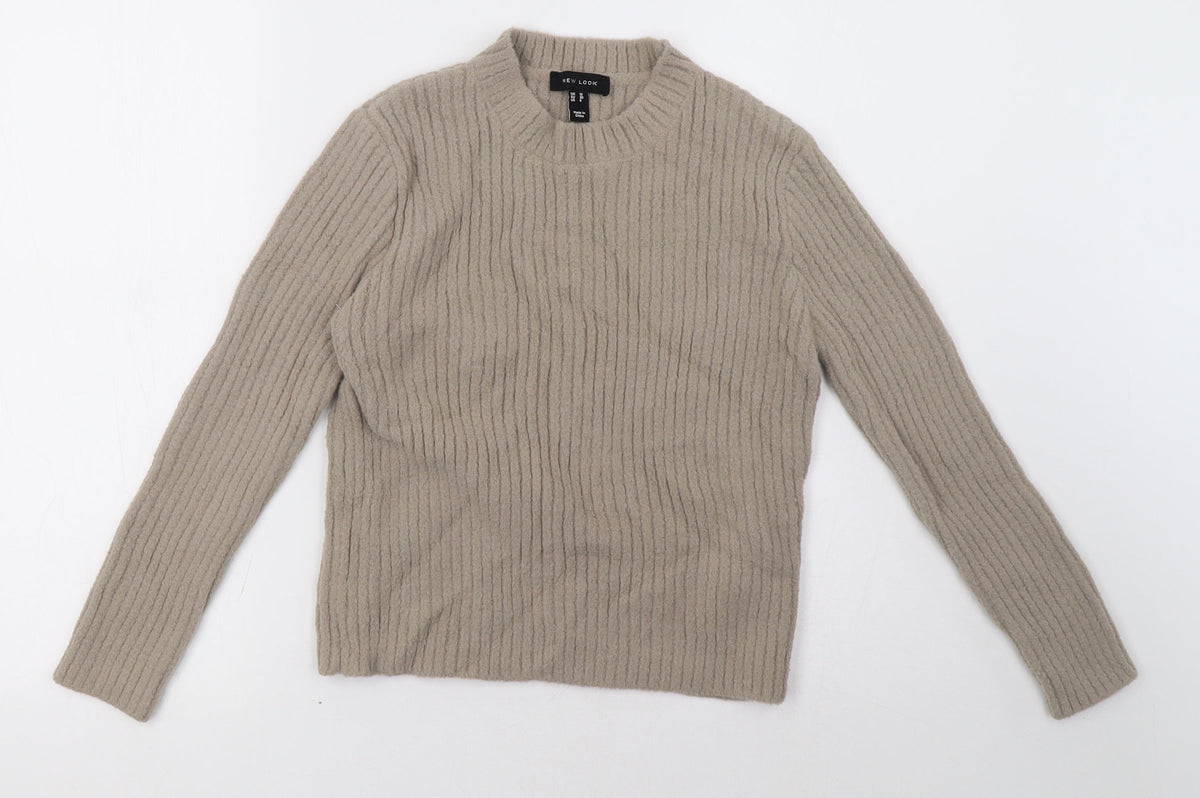 Additional front view of New Look women’s beige pullover sweatshirt, size UK 10