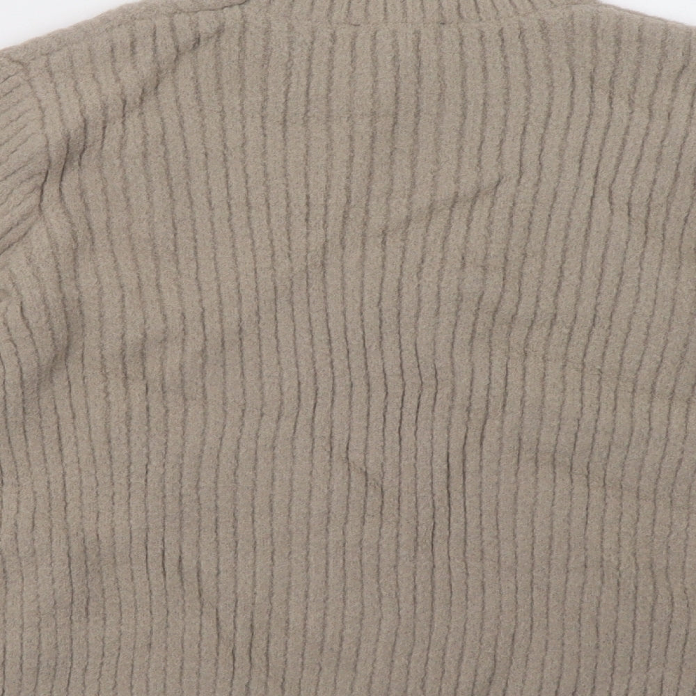 Brand and care label for New Look women’s beige pullover sweatshirt, size UK 10