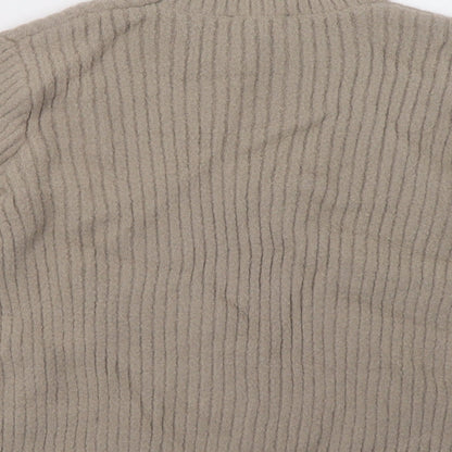 Brand and care label for New Look women’s beige pullover sweatshirt, size UK 10