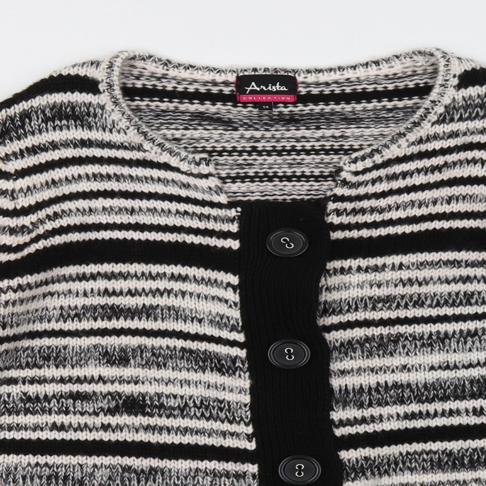 arista Womens Grey Geometric  Cardigan Jumper Size 14