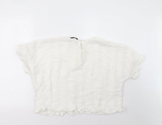 Womens UK Size M Zara White Basic T-Shirt