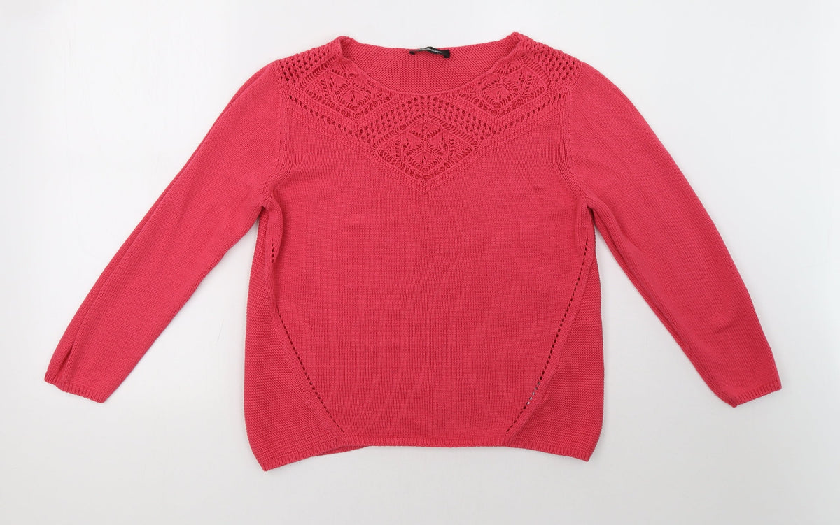 Additional front view of Kaleidoscope women’s pink pullover sweatshirt, size UK 14