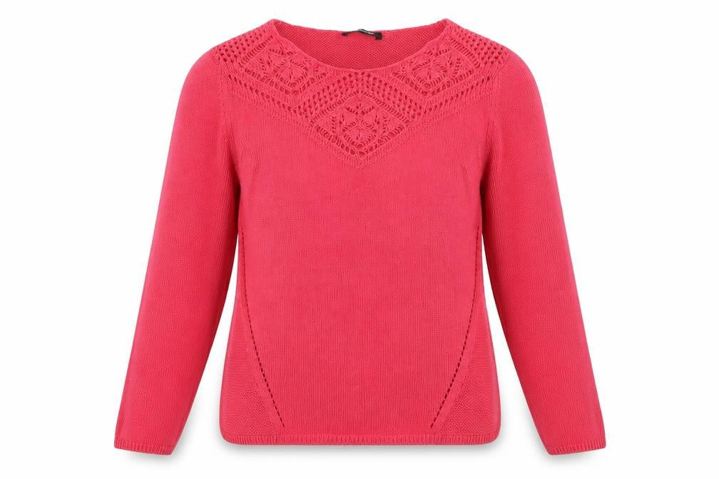 Front view of Kaleidoscope women’s pink pullover sweatshirt, size UK 14