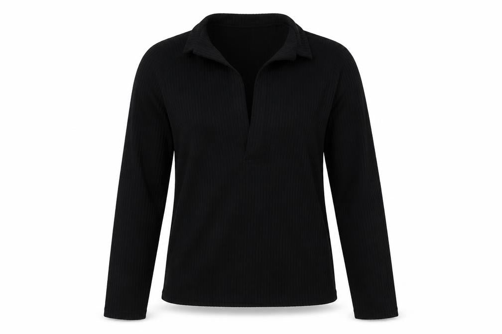 Front view of ASOS women’s black pullover sweatshirt, size M