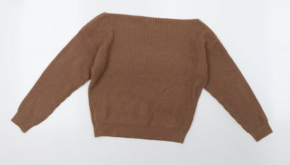 Boohoo Womens Brown   Pullover Sweatshirt Size L