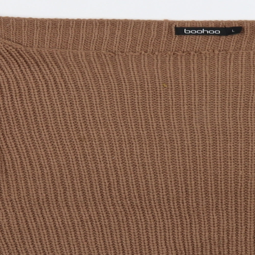Boohoo Womens Brown   Pullover Sweatshirt Size L