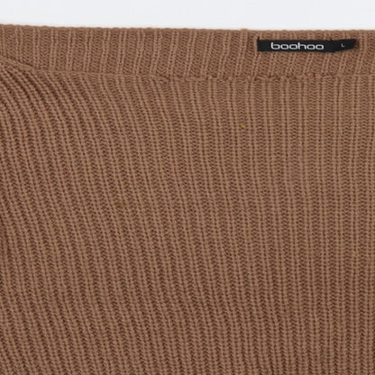 Boohoo Womens Brown   Pullover Sweatshirt Size L