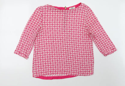 Additional front view of hampton republic women’s pink geometric basic blouse, size S