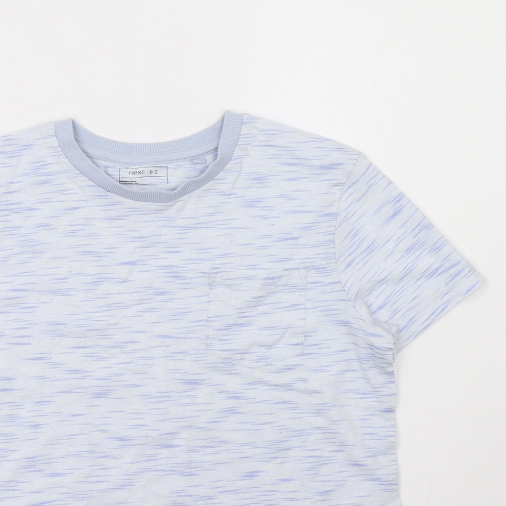 Close-up detail of Next girls’ black basic t-shirt, size 8, years