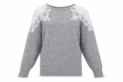 Front view of Dorothy Perkins women’s grey pullover sweatshirt, size UK 10