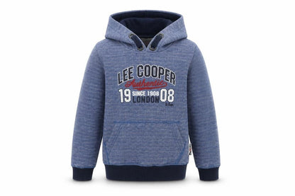 Front view of Lee Cooper boys’ blue pullover hoodie, size 7-8, years