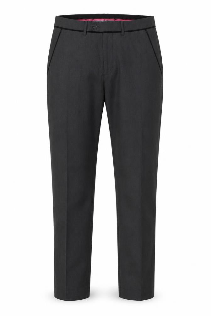 Front view of Butler & Webb men’s grey trousers, size 32, 33-inch leg