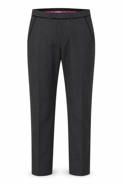 Front view of Butler & Webb men’s grey trousers, size 32, 33-inch leg