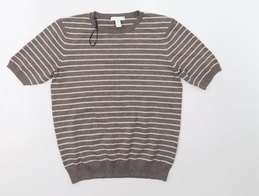 H&M Womens Brown Striped  Pullover Sweatshirt Size S