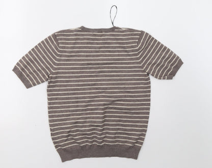 H&M Womens Brown Striped  Pullover Sweatshirt Size S