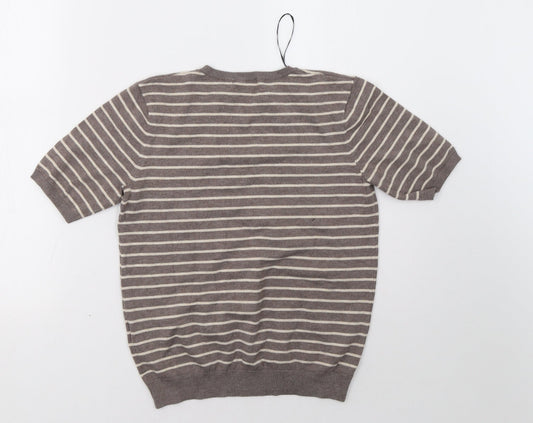 H&M Womens Brown Striped  Pullover Sweatshirt Size S