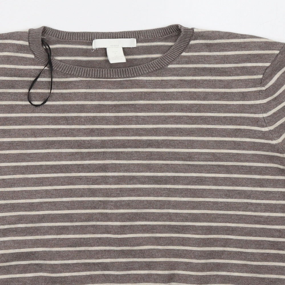 H&M Womens Brown Striped  Pullover Sweatshirt Size S