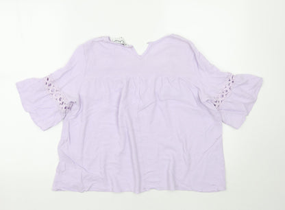 Womens UK Size S Jaune Rouge Purple Basic Blouse