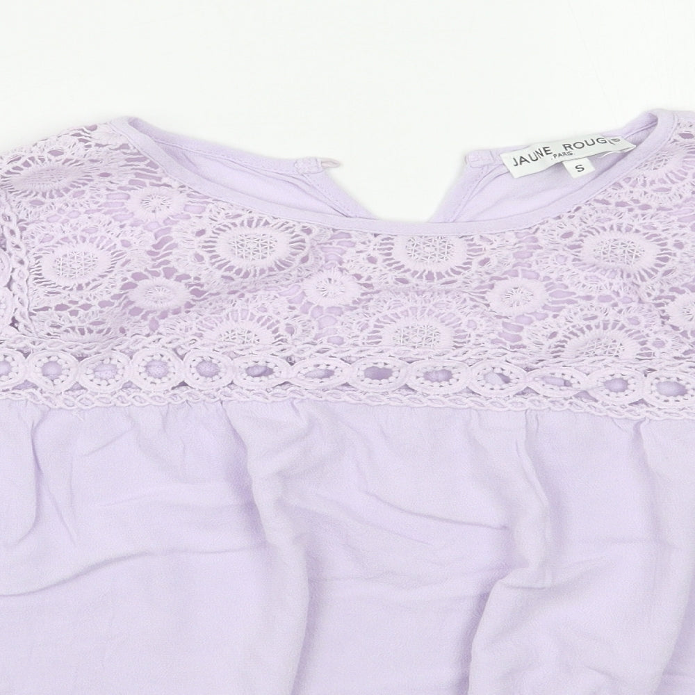 Womens UK Size S Jaune Rouge Purple Basic Blouse