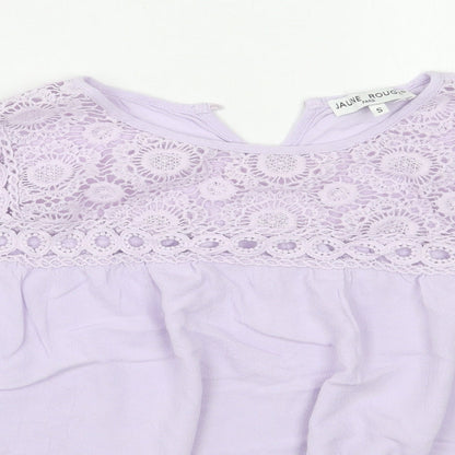 Womens UK Size S Jaune Rouge Purple Basic Blouse