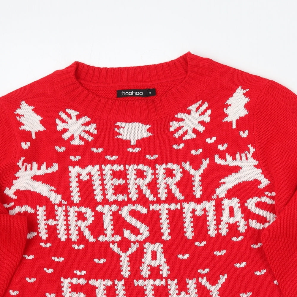 Boohoo Womens Red   Pullover Jumper Size M