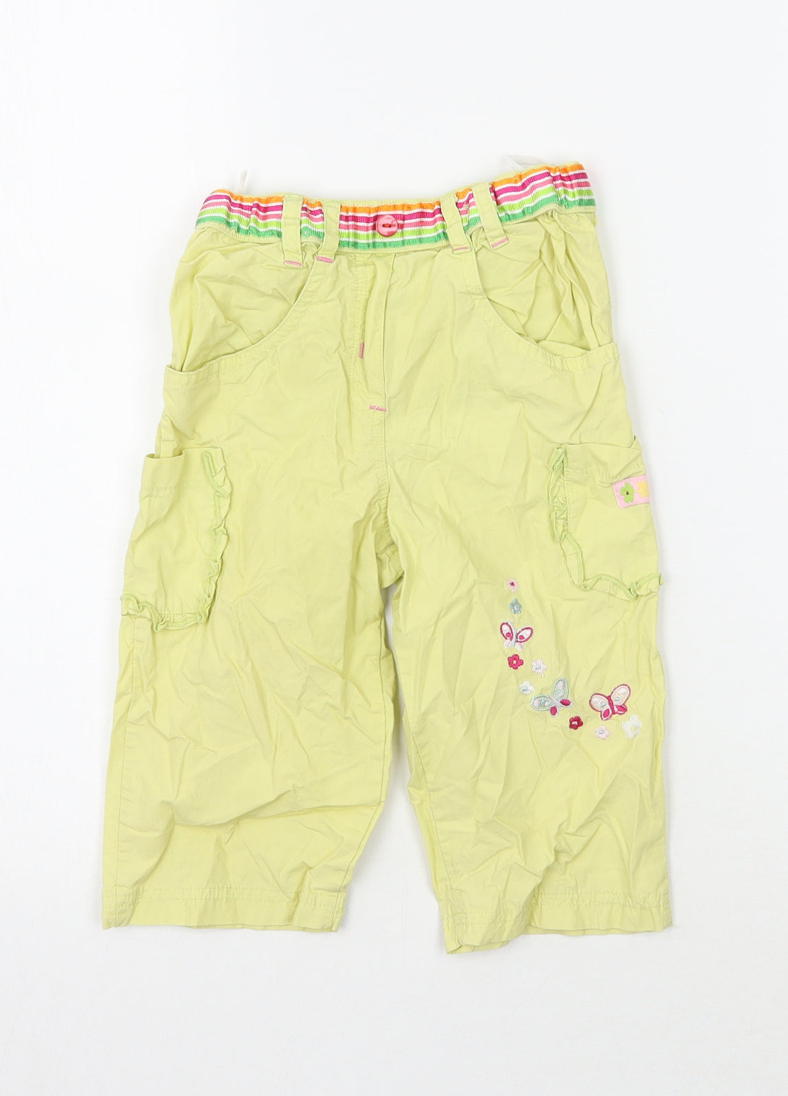 In style Girls Green Floral  Cargo Trousers Size 12-18 Months