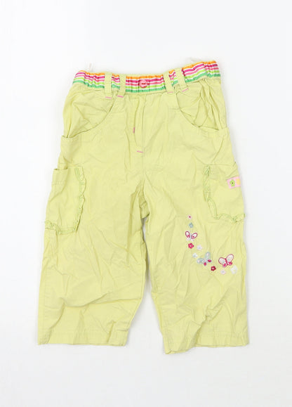In style Girls Green Floral  Cargo Trousers Size 12-18 Months