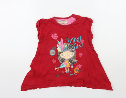 Marks and Spencer Girls Red   Basic T-Shirt Size 12 Months