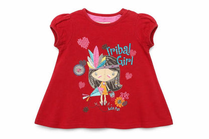 Front view of Marks & Spencer girls’ red basic t-shirt, size 12, months