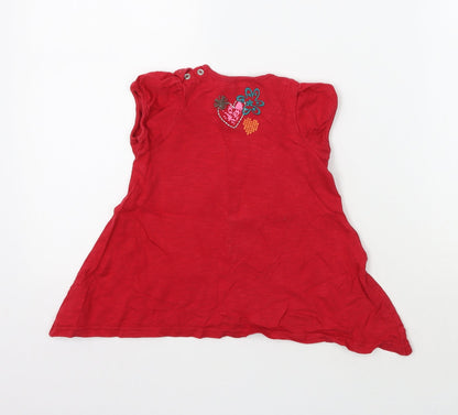 Marks and Spencer Girls Red   Basic T-Shirt Size 12 Months