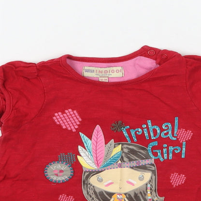 Marks and Spencer Girls Red   Basic T-Shirt Size 12 Months