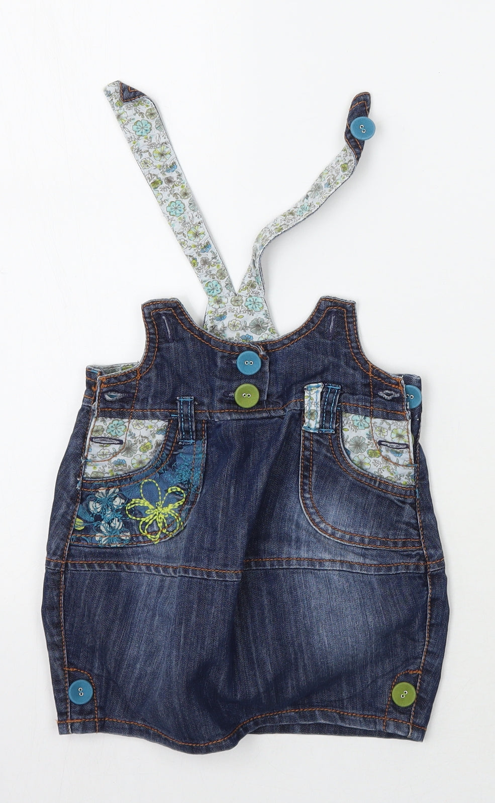 NEXT Girls Blue   Pinafore/Dungaree Dress  Size 6-9 Months