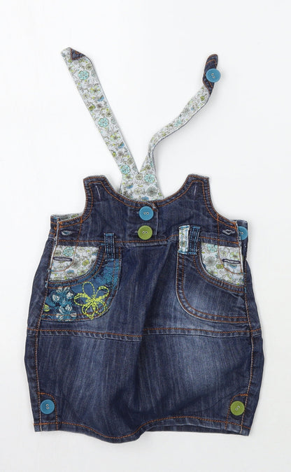 NEXT Girls Blue   Pinafore/Dungaree Dress  Size 6-9 Months