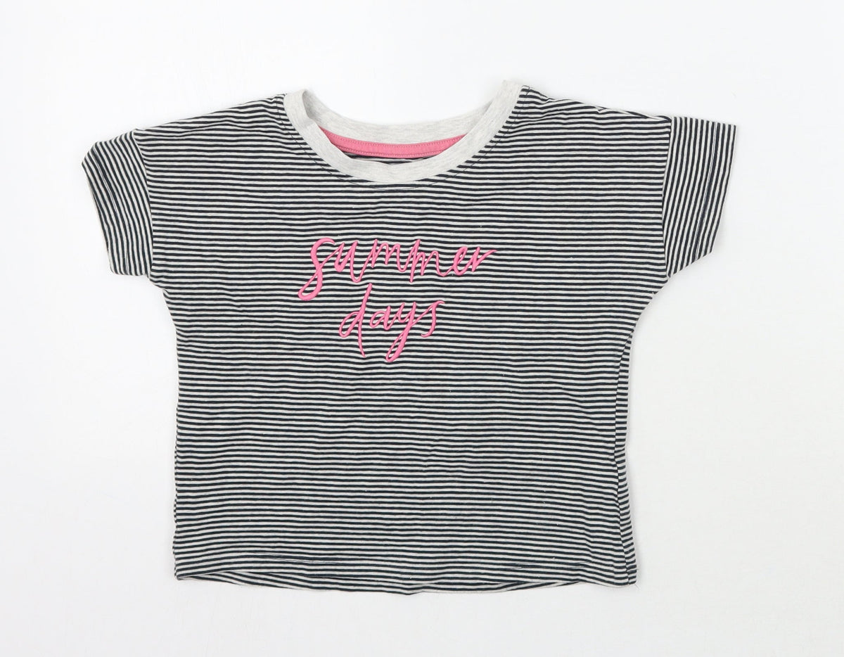 Additional front view of Tu girls’ black striped basic t-shirt, size 6, years