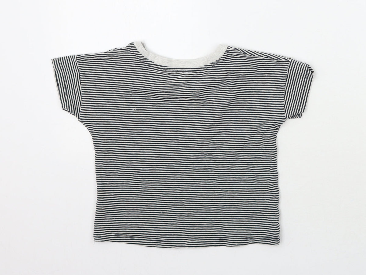 Back view of Tu girls’ black striped basic t-shirt, size 6, years