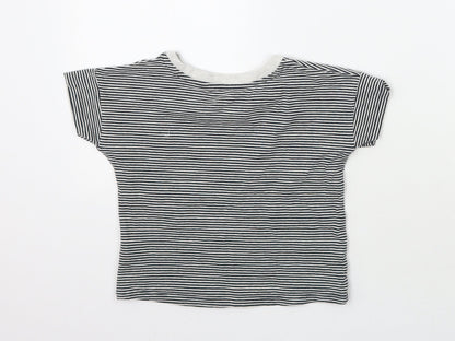 Back view of Tu girls’ black striped basic t-shirt, size 6, years