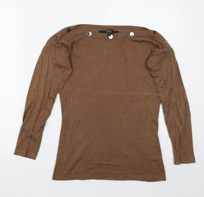 Womens UK Size 8 Star Brown Pullover Jumper