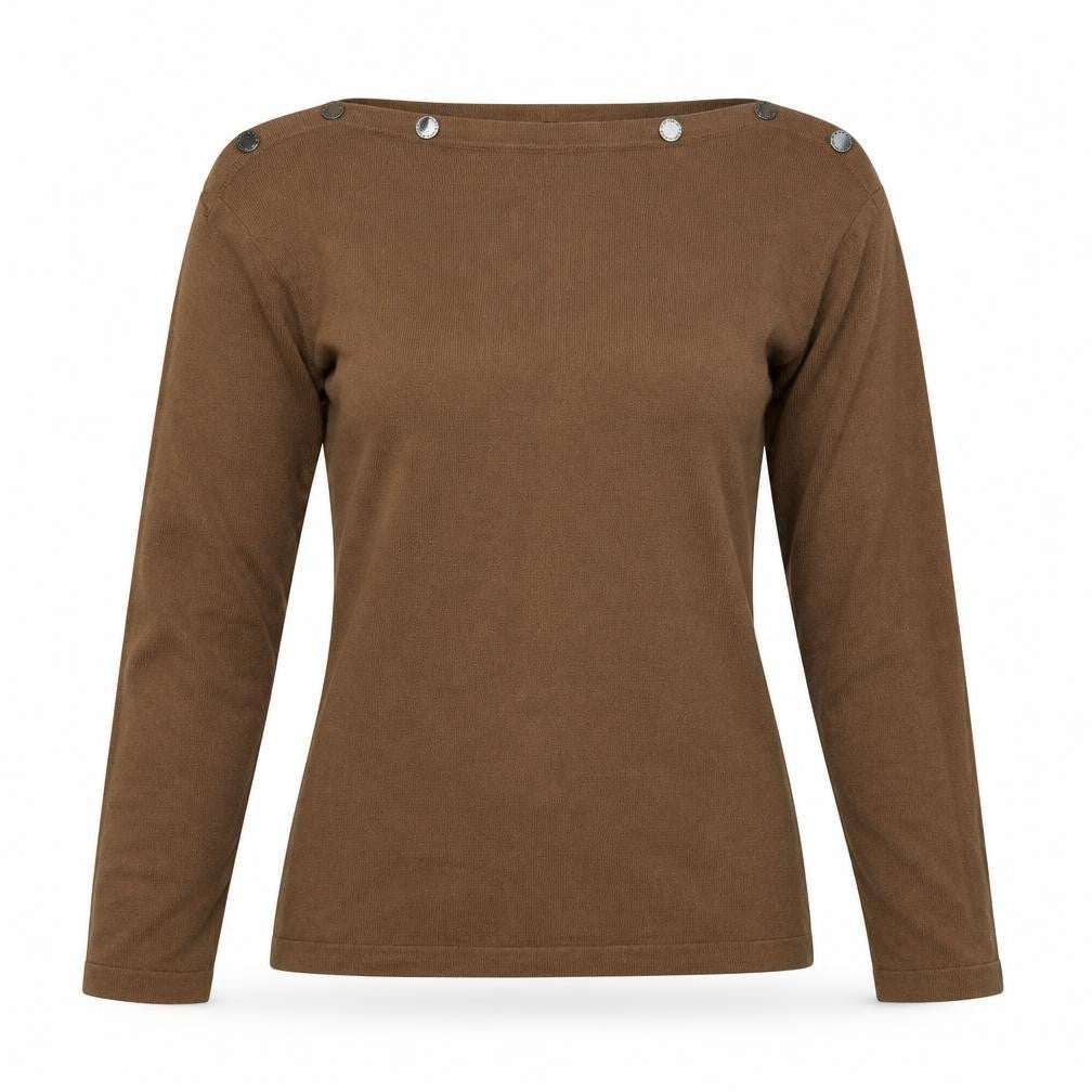 Womens UK Size 8 Star Brown Pullover Jumper