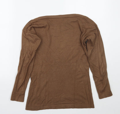 Womens UK Size 8 Star Brown Pullover Jumper