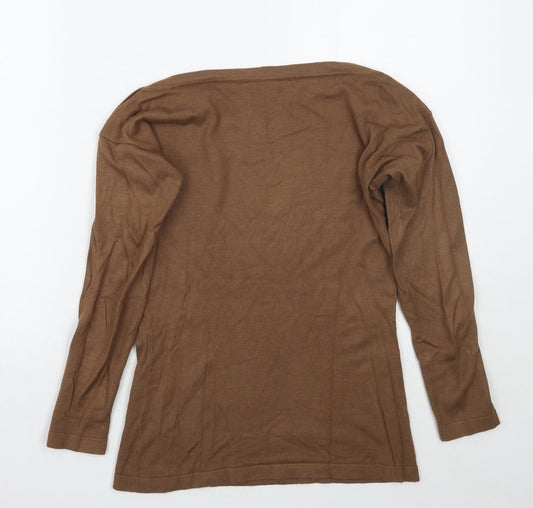 Womens UK Size 8 Star Brown Pullover Jumper