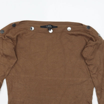 Womens UK Size 8 Star Brown Pullover Jumper