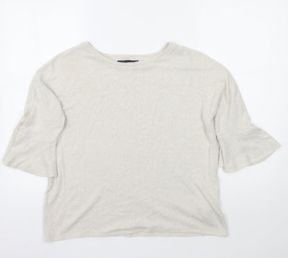 Womens UK Size 12 Marks and Spencer Beige Basic T-Shirt