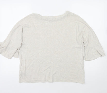 Womens UK Size 12 Marks and Spencer Beige Basic T-Shirt