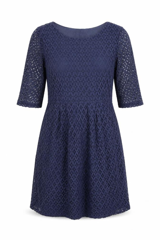 Front view of Colline women’s blue floral a-line, size UK 10