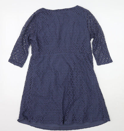 Colline Womens Blue Floral  A-Line  Size 10