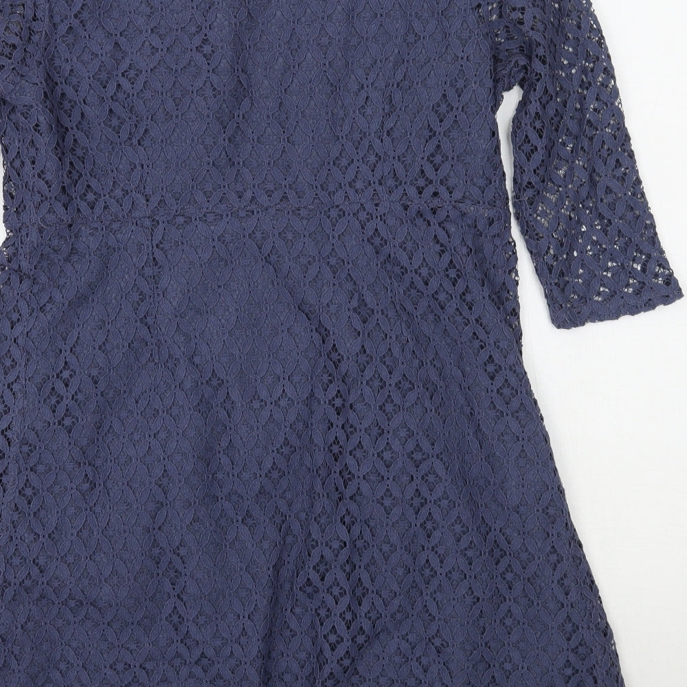 Colline Womens Blue Floral  A-Line  Size 10