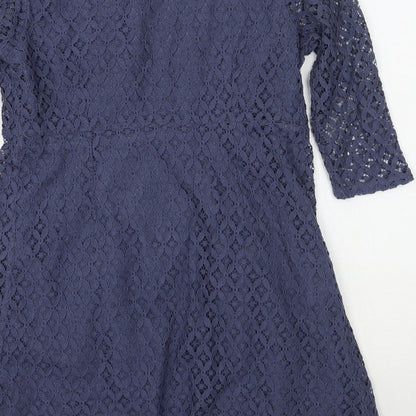 Colline Womens Blue Floral  A-Line  Size 10