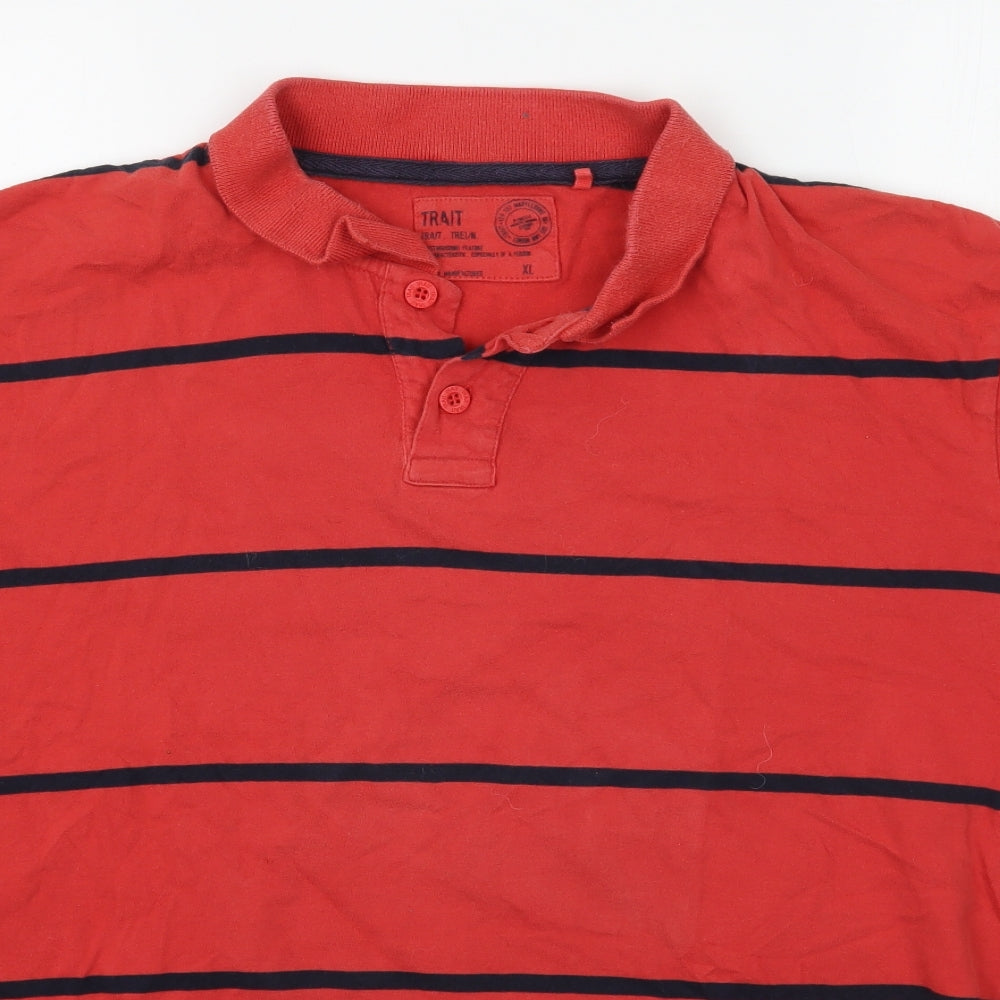 BHS Mens Red Striped   Polo Size XL