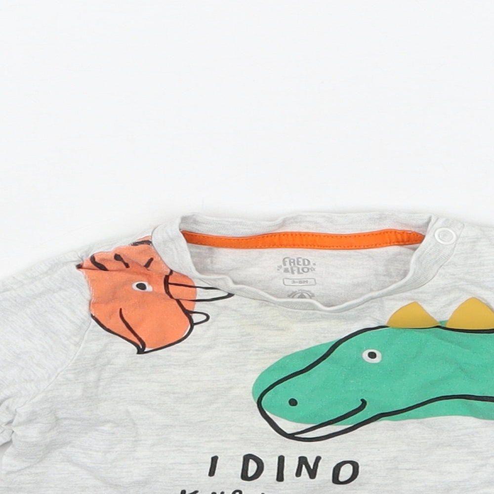 Fred & flo Boys Grey   Basic T-Shirt Size 3-6 Months